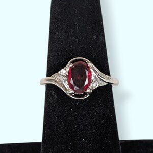 (2/$20) Red Glass Oval Cut Ring